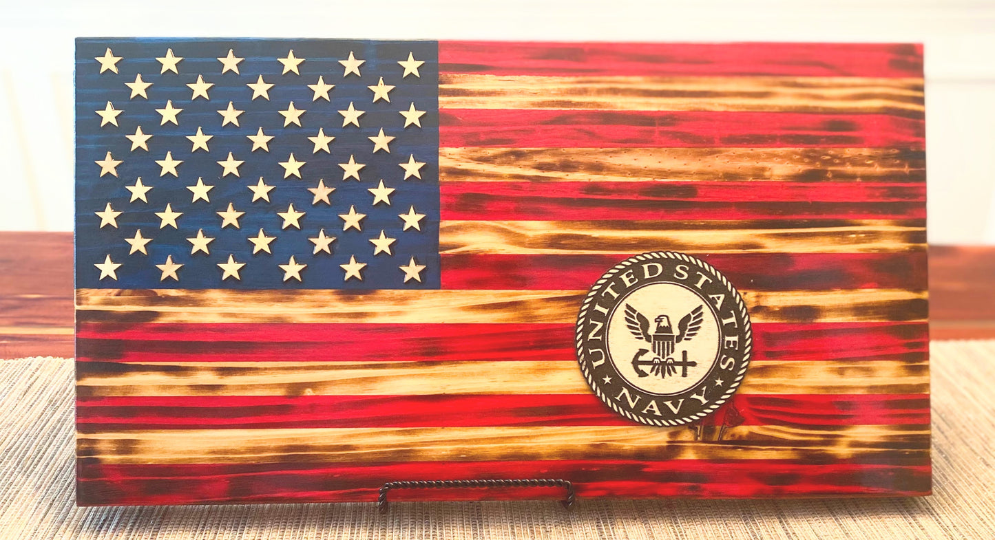 USA Wooden Flag - Military Logo Imagery
