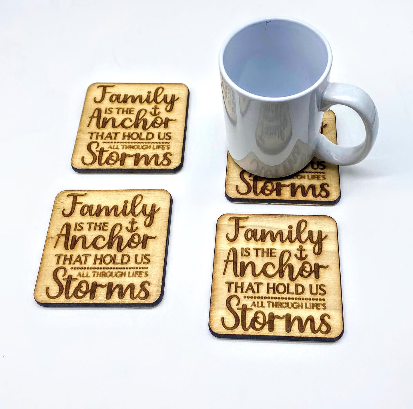 Family is the Anchor That Holds Us All Through Life's Storms - Coaster Set
