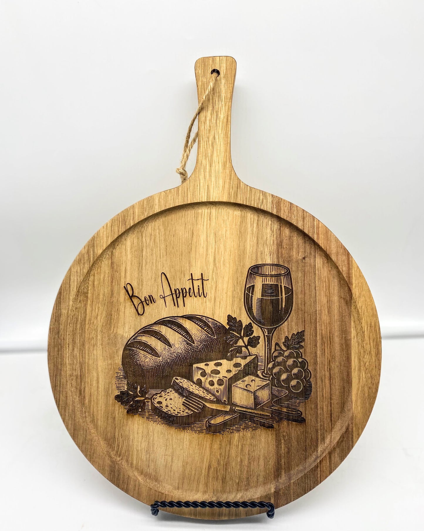 Wood Cutting Board with Handle, Acacia Wood Cutting Board, Charcuterie Board/Serving Board/Cheese, Bread, Vegetables & Fruits Chopping Kitchen