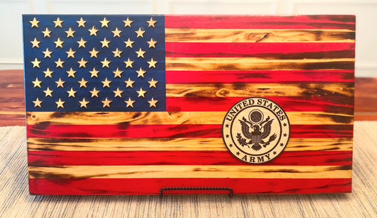 USA Wooden Flag - Military Logo Imagery
